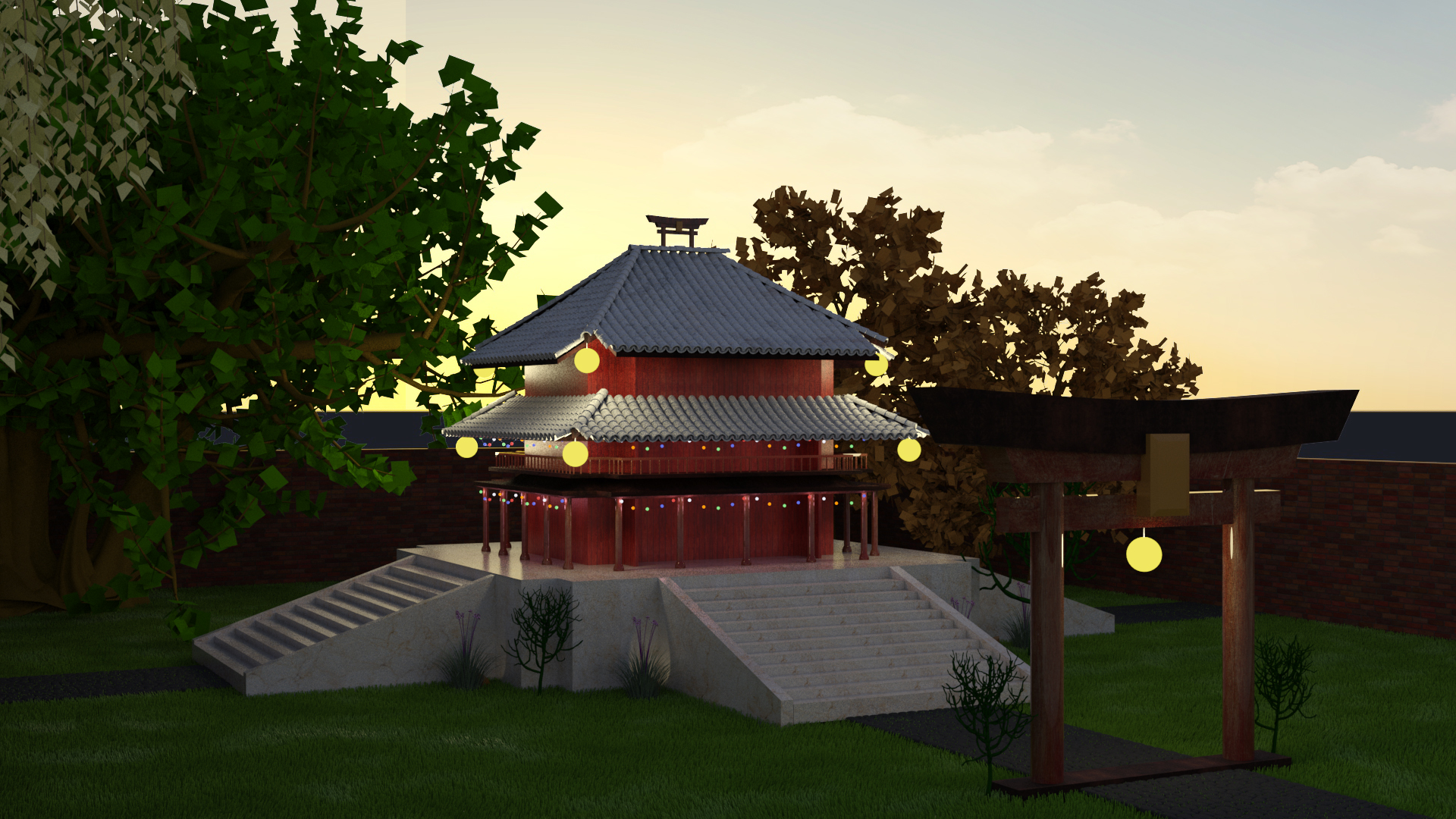 3D Temple Visualization Using Arnold Renderer